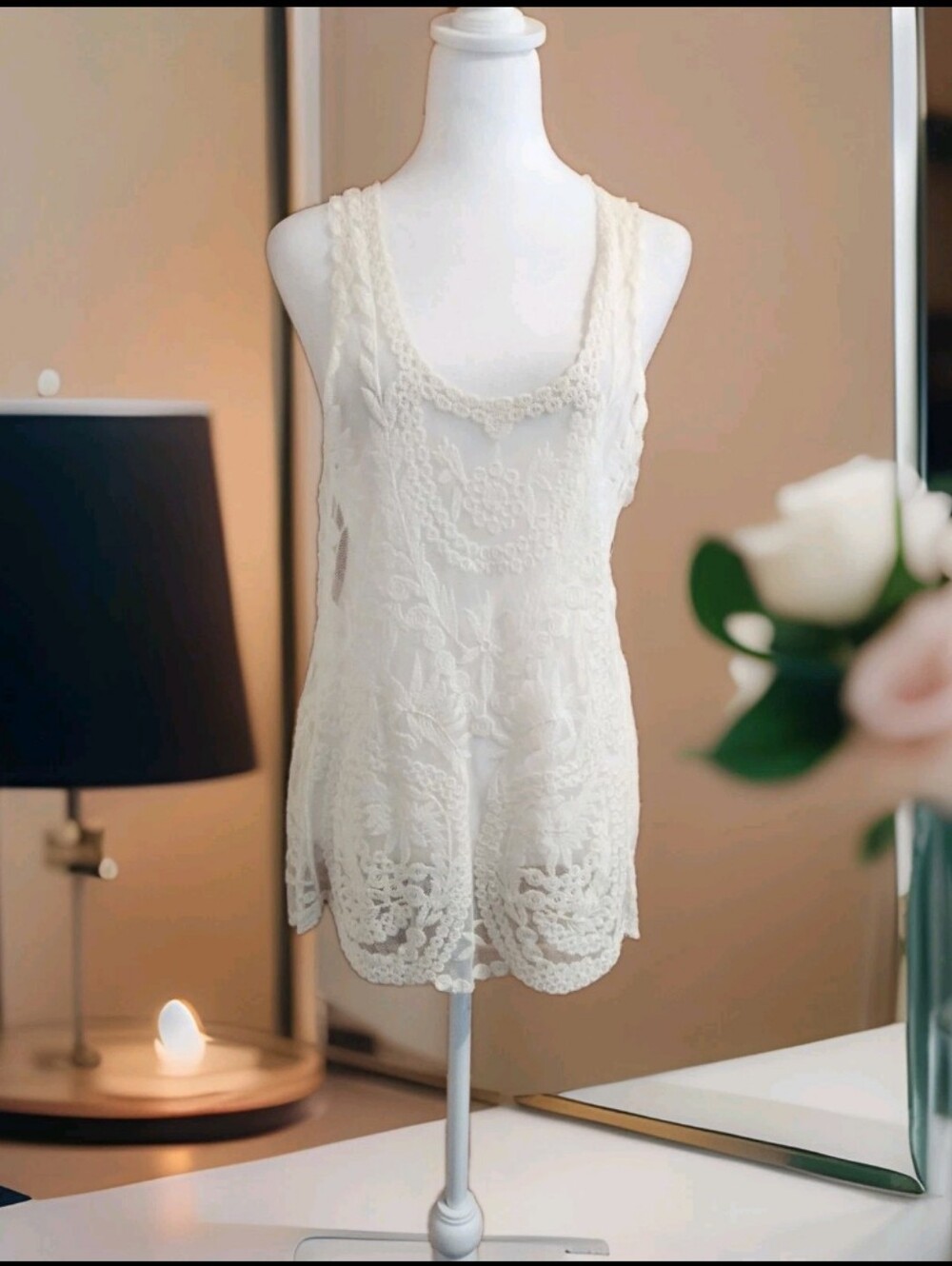 Ivory Crochet Lace Camisole Top